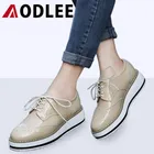 AODLEE Брендовая женская обувь на платформе, женские Броги из лакированной кожи, обувь на шнуровке, женская обувь на плоской подошве, оксфорды для женщин
