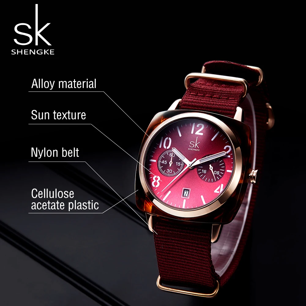 Shengke Fashion Watch Women Nylon Belt Quartz Clock Wristwatch ladies Relogio Feminino Zegarek Damski new 2019 | Наручные часы