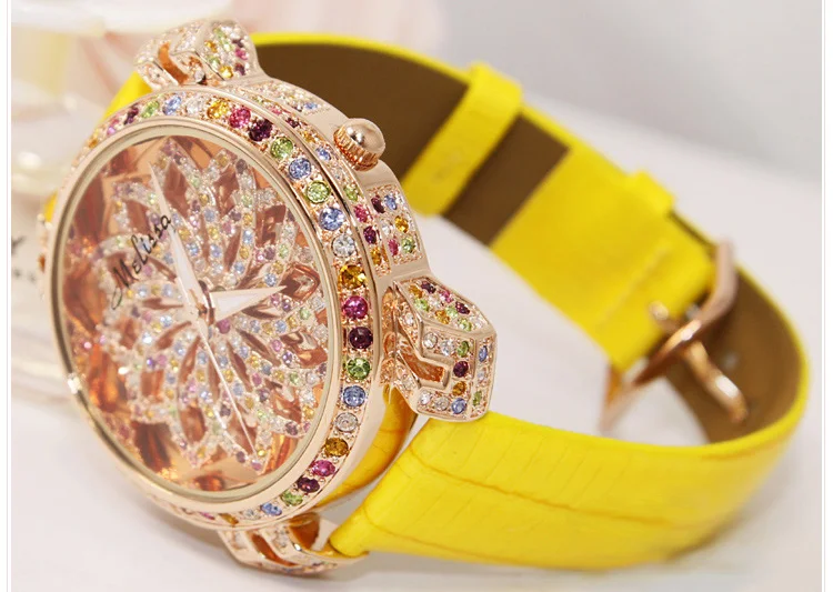Часы женские с цветами и кристаллами F11484|montre fashion|montre watchmontre g |