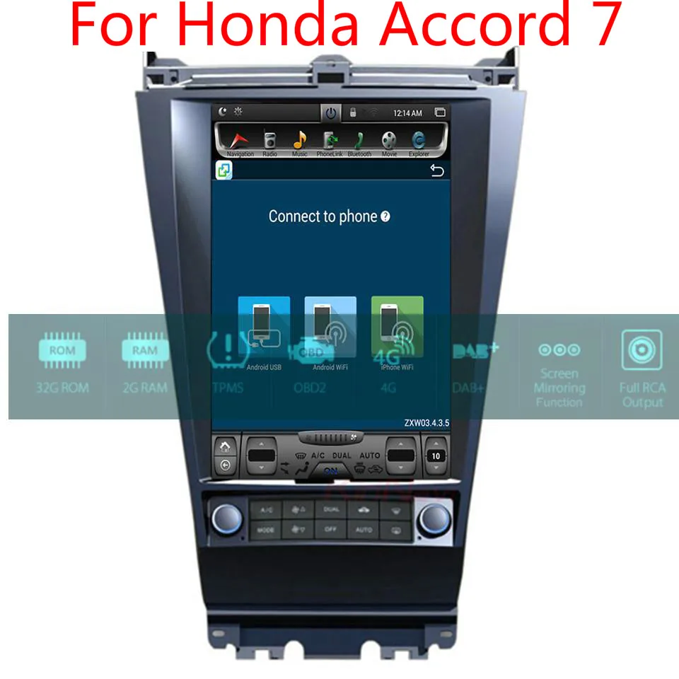 Wekeao 10 4 дюймов вертикальный Экран Тесла Стиль Мультимедиа Радио для Honda Accord 7 Android 6