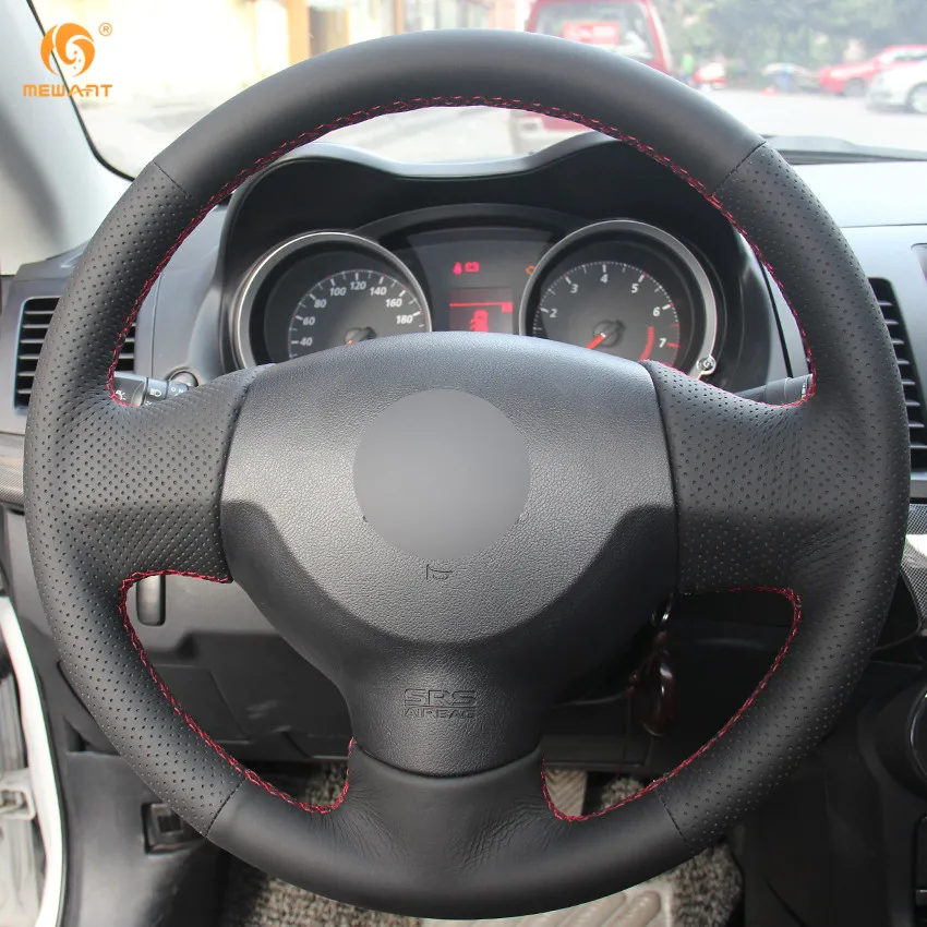 Оплетка рулевого колеса MEWANT для Mitsubishi Lancer EX 10 X Outlander черная из натуральной кожи
