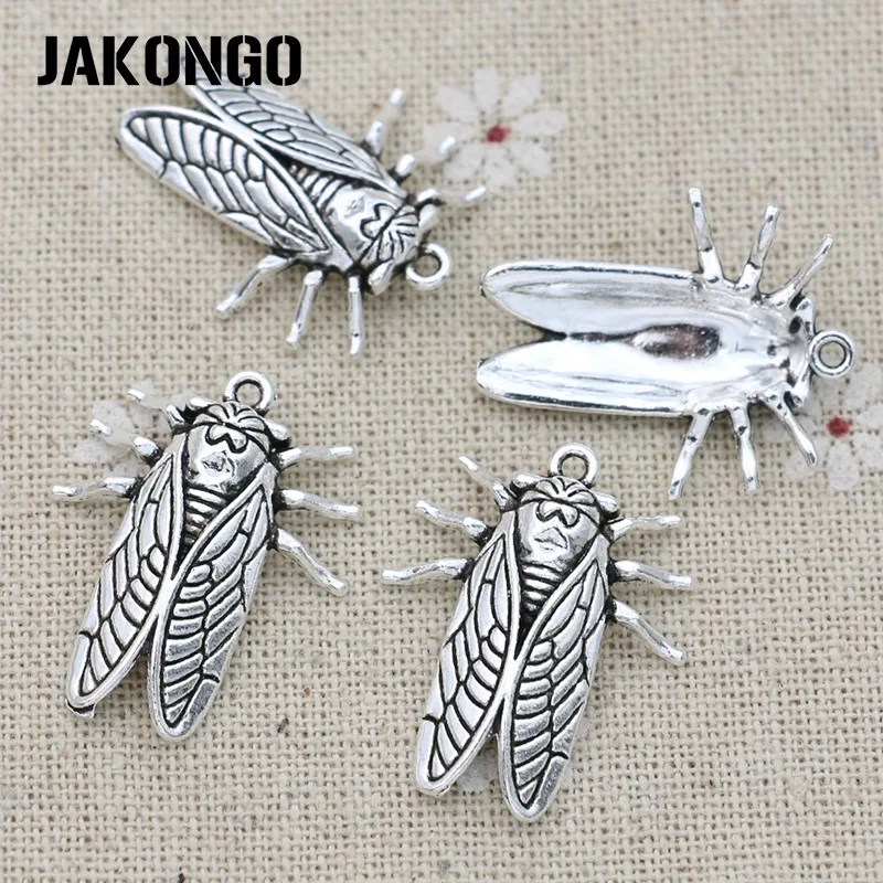 JAKONGO антикварные посеребренные Подвески цикады для изготовления ювелирных