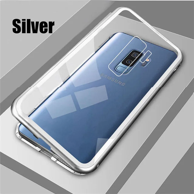 Sliver 360 магнитный чехол с полным покрытием s для samsung Galaxy S10Plus S8 S9 Plus S10E задняя крышка из закаленного стекла Note 8 9 10plus A50 чехол - Цвет: Sliver