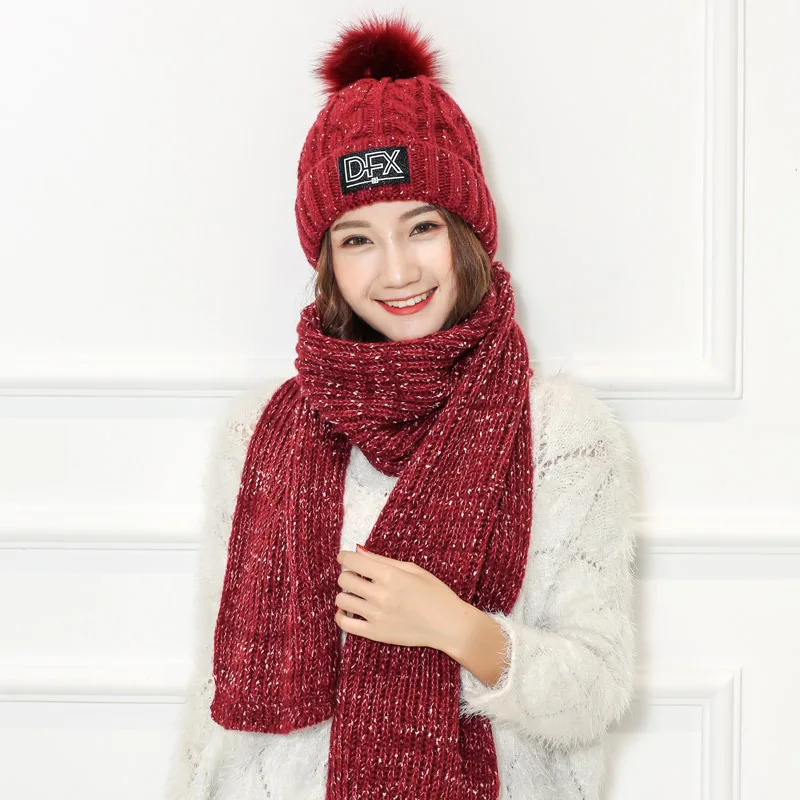 Зимняя шапка шарф теплый комплект трикотажа с письмо hat|hat scarf set|scarf sethat |