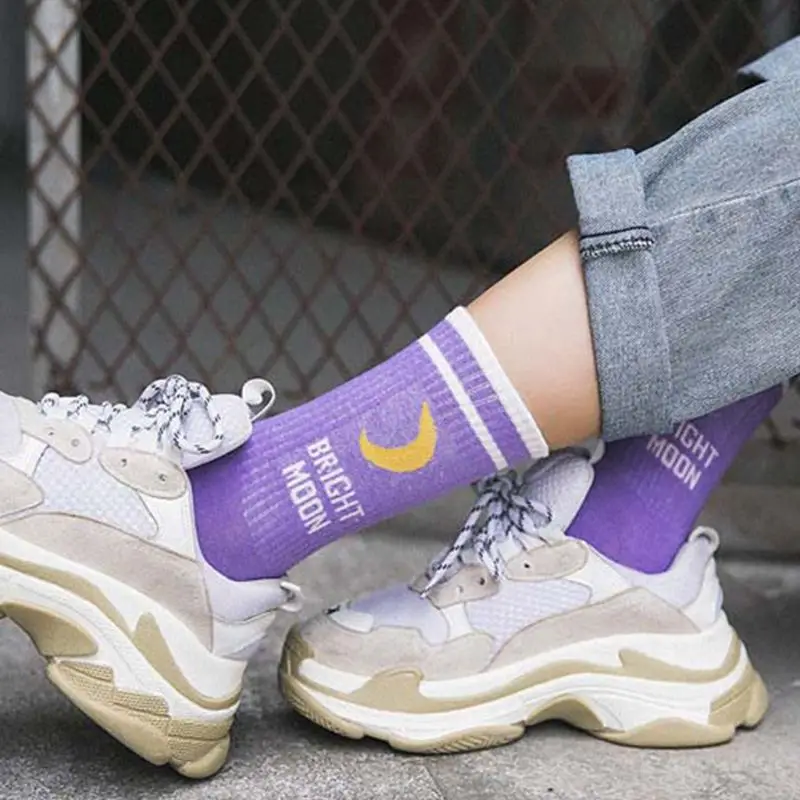 Длинные носки в стиле Харадзюку для мужчин и женщин хип хоп Осенние эластичные
