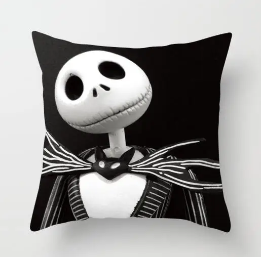 4 ZENGIA Nightmare Before Christmas Cushion cover GHOST Pillow cover Polyester Horror Throw pillows Sofa Decorative Pillow case - Color: 4