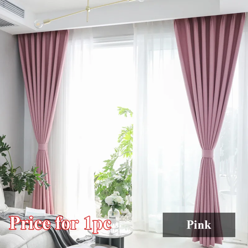 pink JIANIW 80-85% затемненные занавески для домашнего декора, Затемненные занавески для гостиной, Занавески Из Искусственного льна, занавески для спальни, на окно, на заказ - Цвет: pink