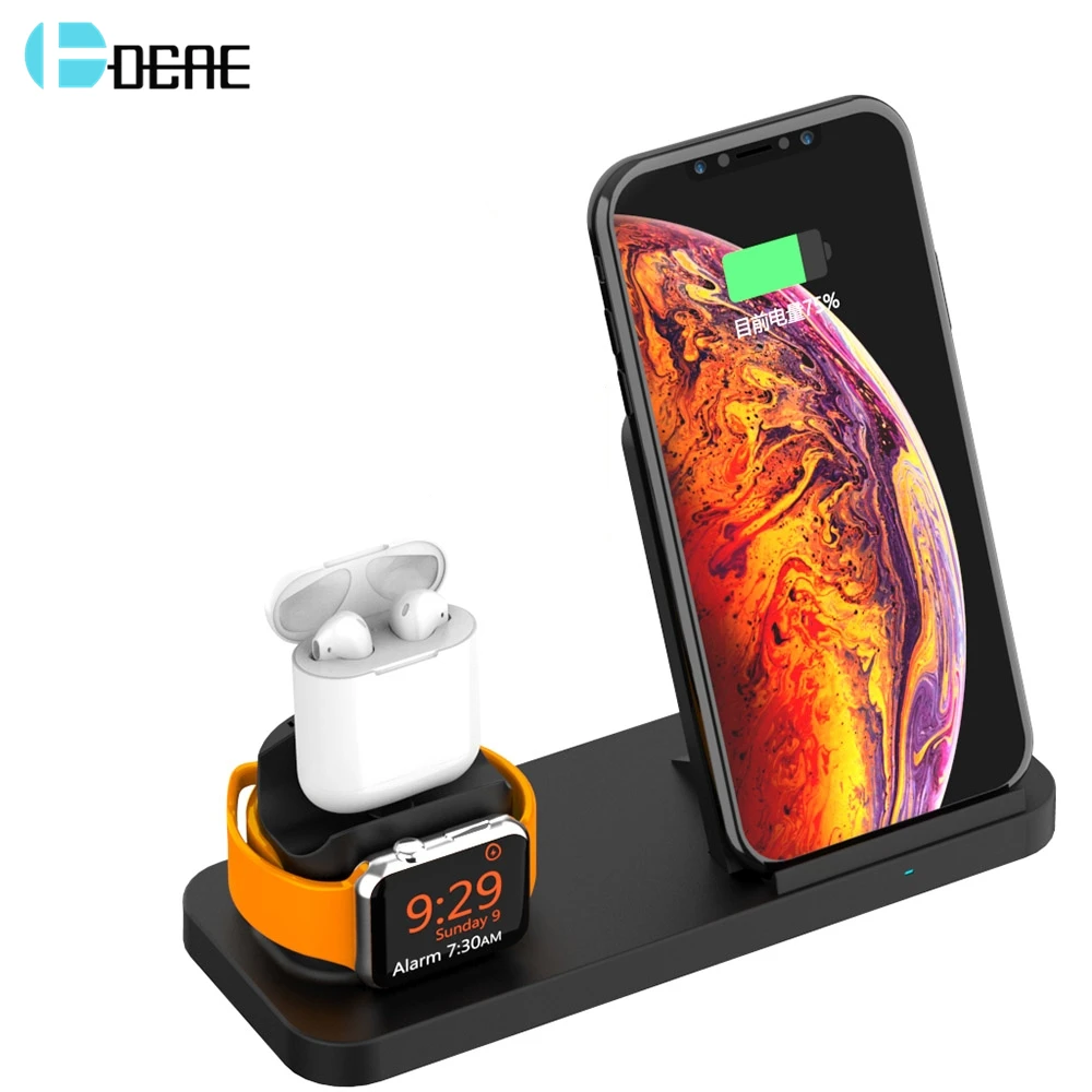 DCAE Быстрая Зарядка Qi Беспроводное зарядное устройство для Apple Watch 2 3 4 iPhone XS Max XR X 8