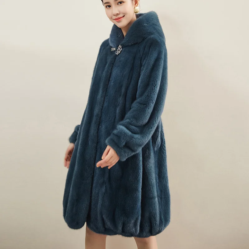 Mink Fur Velvet Jacket Real Fur Coat Double-faced Female Elegant Winter Coat Women Hooded Tops Long Coats Women Tops ZT262