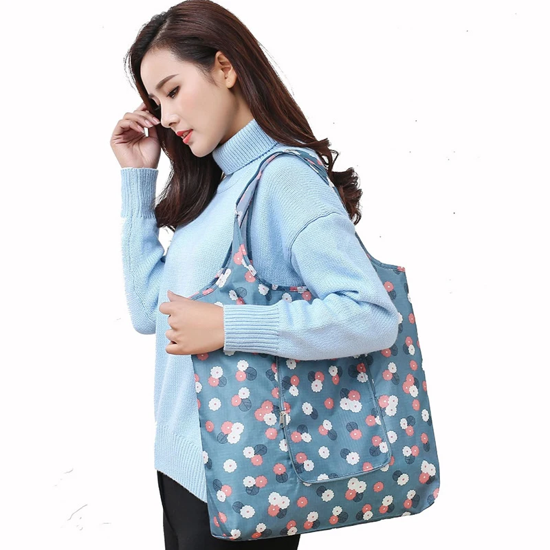 New Foldable Shopping Bags Reusable Folding Grocery Oxford Eco Tote Bag Waterproof Large Capacity Zipper Pouch | Багаж и сумки