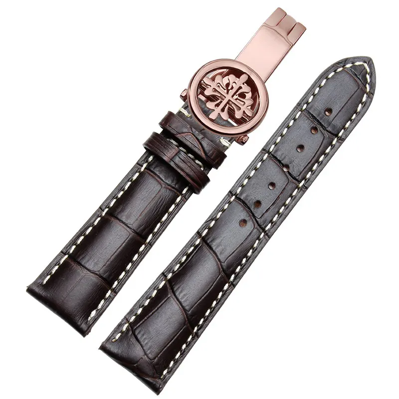 Со складным бантиком patek philpe, кожаный мужской pp, ремешок из крокодиловой кожи 19mm20mm21mm22mm - Цвет ремешка: 9