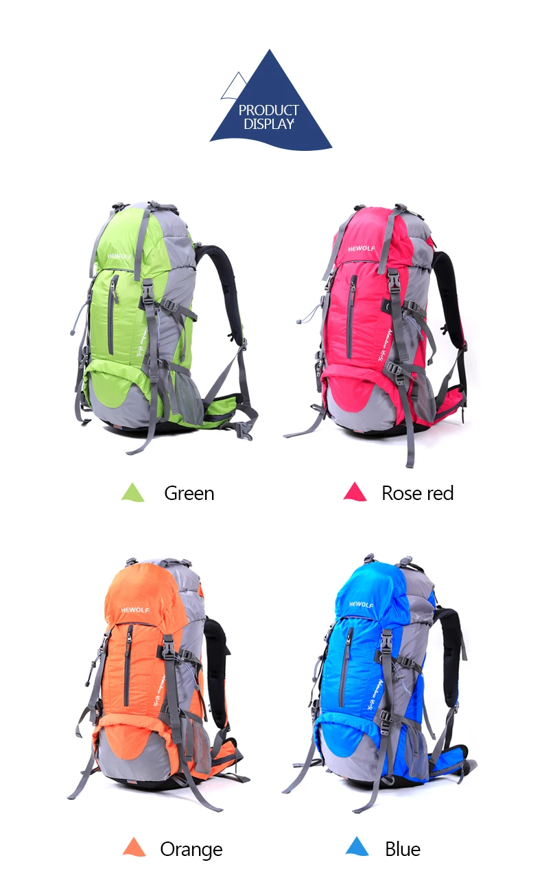Hewolf 50L Многофункциональный уличный спортивный рюкзак большой емкости для альпинизма походные сумки с дождевиком 4 цвета рюкзак