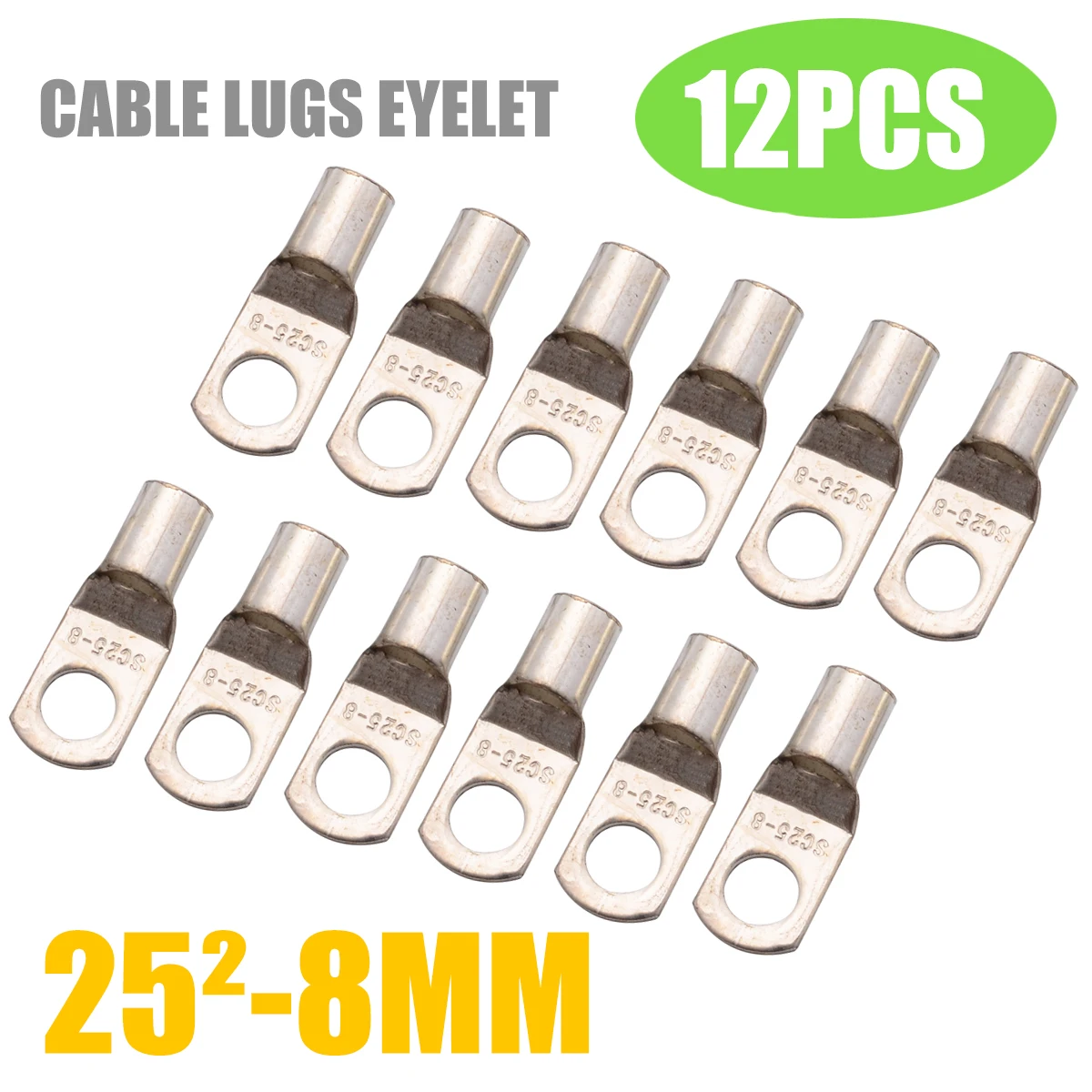 12pcs 3AWG 5/16" Copper Ring Battery Terminals Connector Cable Lugs Eyelet 25mm-8mm Electrical Supplies Bolt Hole
12pcs 3AWG 5/16" Copper Ring Battery Terminals Connector Cable Lugs Eyelet 25mm-8mm Electrical Supplies Bolt Hole