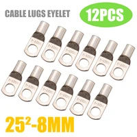 12pcs 3awg 516 copper ring battery terminals connector cable lugs eyelet 25mm 8mm electrical supplies bolt hole