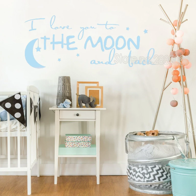 Настенные Стикеры с текстом наклейка с надписью «i love you to the moon and back(мама я тебя Цитата детская комната нетоксичный ПВХ наклейки художественная Наклейка на стену Mural RomanticLC180