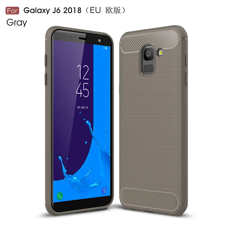 Carbon fiber silicon case for Samsung galaxy J6 J600F/ds funda hoesje brushed rugged armor tpu cover coque etui kryt tok husa | Мобильные
