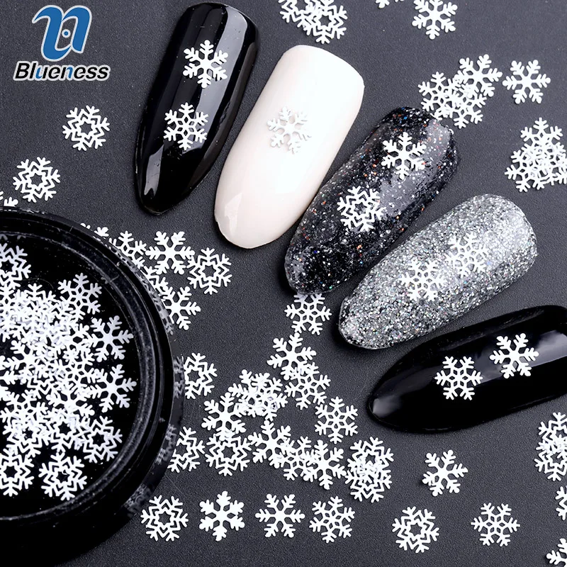 1 Box White Snowflake Nail Alloy Studs Sequins Metal Flakies Manicure Art 3D Decorations Accessories |