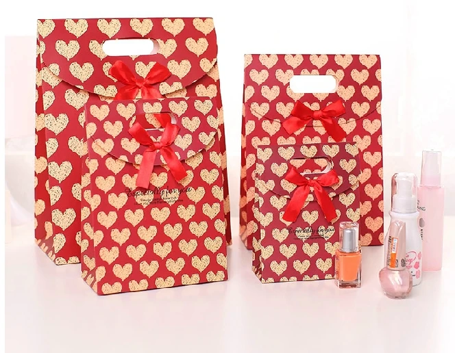 Specially For You Red Heart Shape Paper Gift Bag Festival Bags Wedding Wholesale Price Free Shipping |