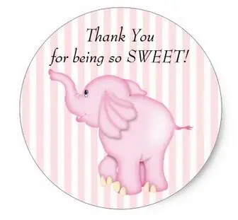 

1.5inch Thank You Pink Elephant Baby Shower Classic Round Sticker