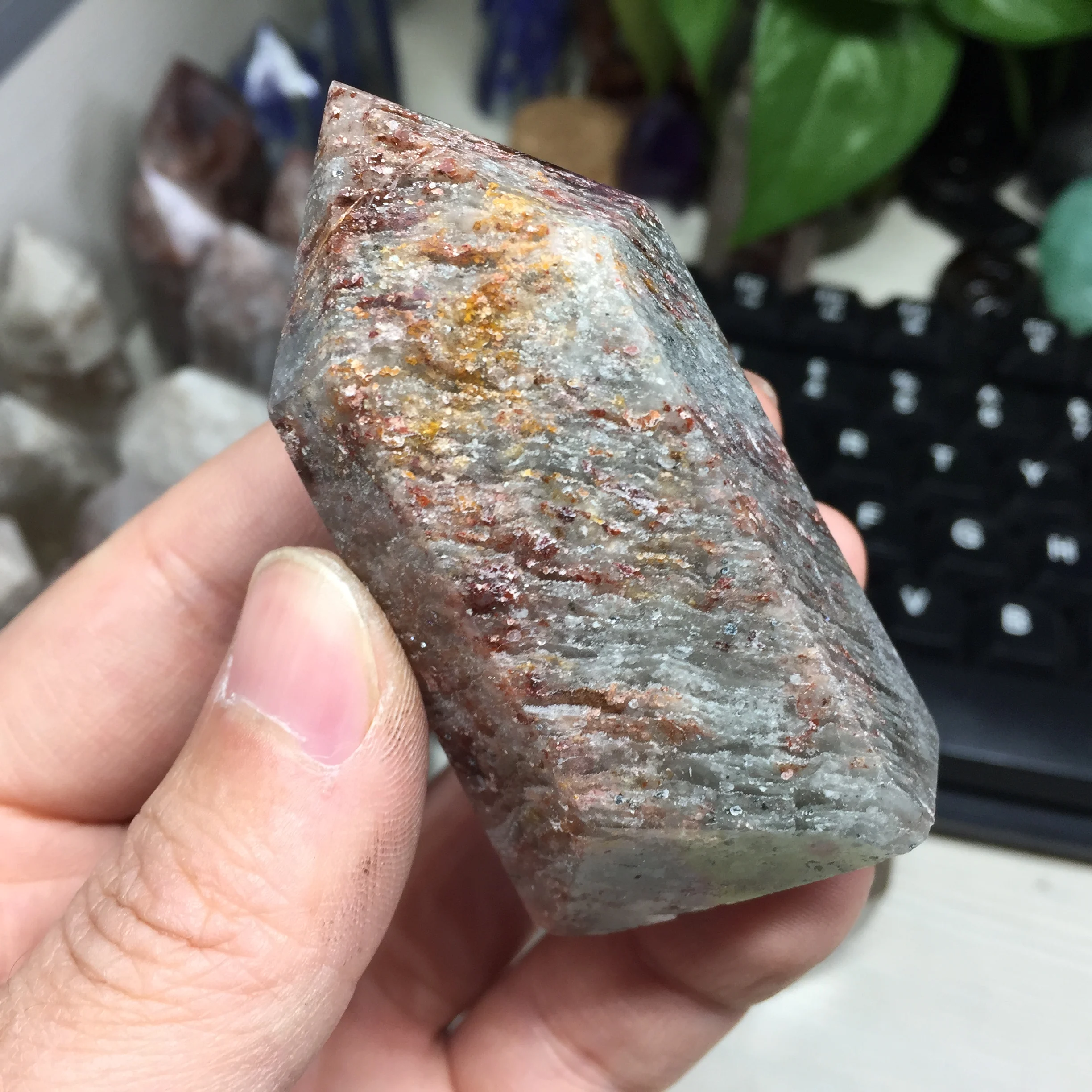 102 г натуральный исцеляющий Phantom Quartz Crystal Wand Clear Hierarchy Details Decoration Stone # BH1189|Камни| |