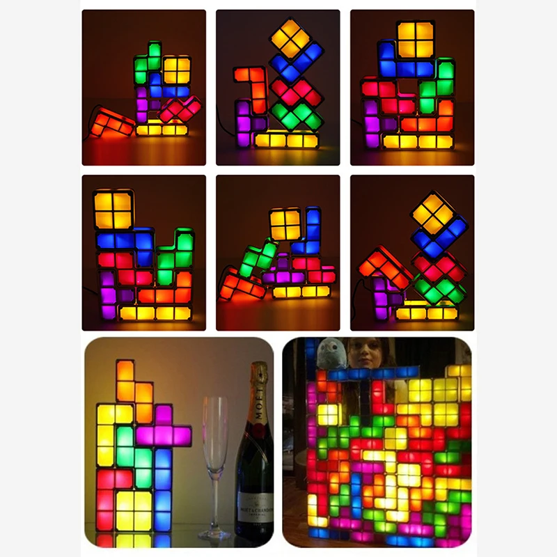 Mycyk Сделай Сам тетрис ночник Штабелируемый LED Настольная лампа конструктивный