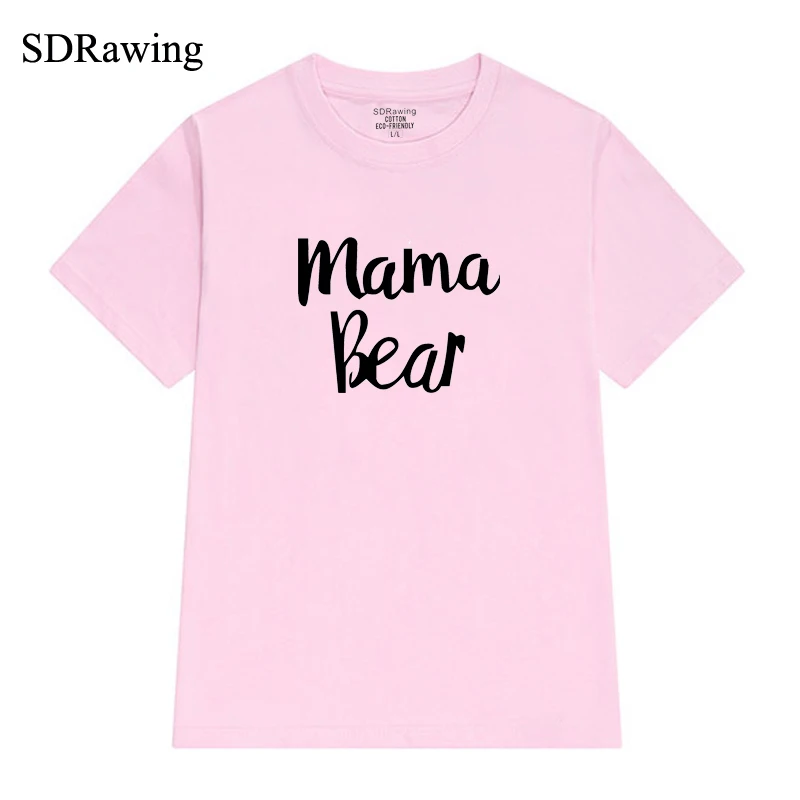 

Mama Bear mother letter print cotton t shirt For Lady womens female Tops Graphic Tees Hipster Tumblr shirt plus size drop ship