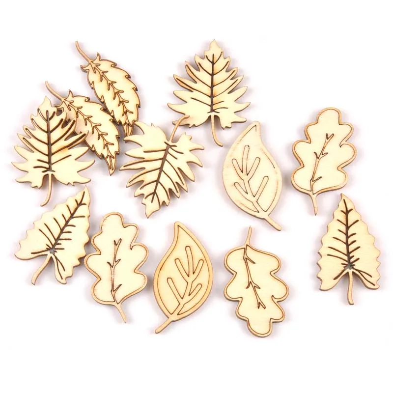 

20Pcs Leaf/leaves natural Wooden Scrapbooking Craft for Embellishments Handmade Diy handicraft Decor 40-50mm MT1915