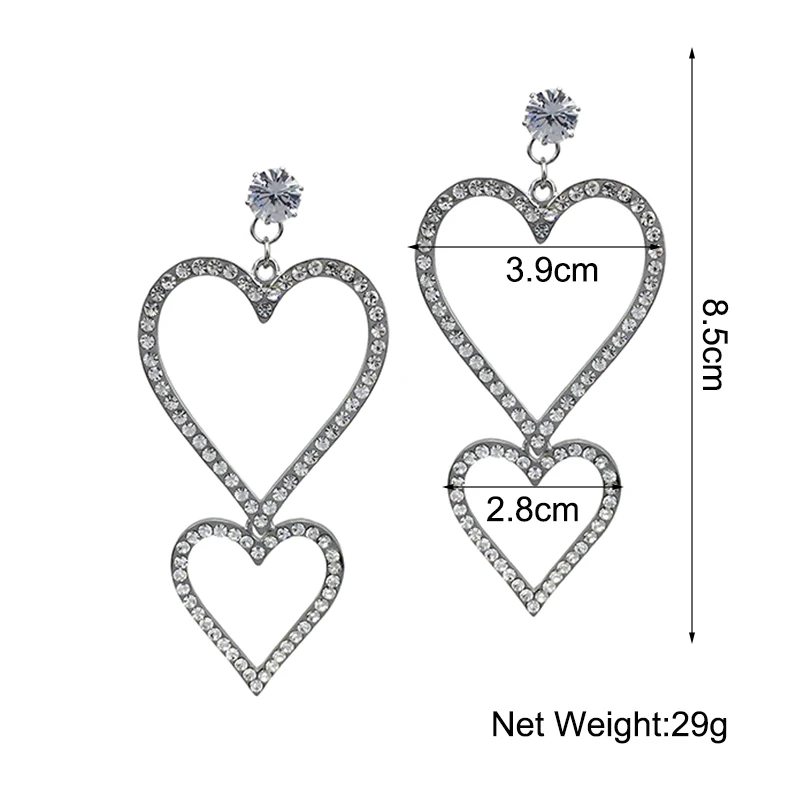 Женские серьги подвески из металлического сплава|big heart earrings|drop earringsheart drop earrings |