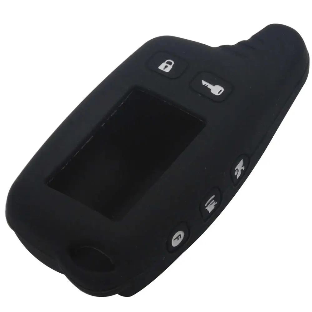 black Jingyuqin пульт дистанционного Tw9010 силиконовый чехол Брелок для русской 2-полосная сигнализации Системы сигнализации брелок для Томагавк Tw9010 9010 - Цвет: black