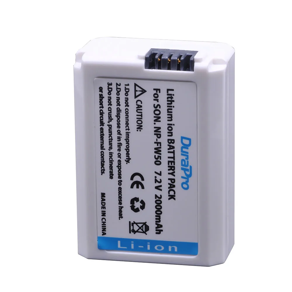 Аккумуляторная батарея DuraPra 2000 мАч NP-FW50 NP FW50 Bateria для Sony Alpha SLT-A33 SLT-A35 SLT-A37 SLT-A37K SLT-A55V