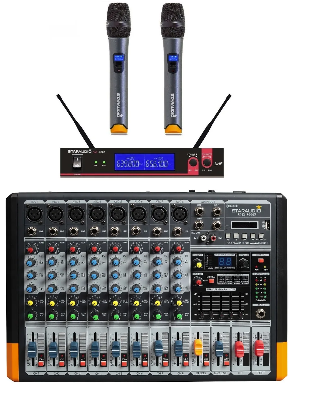Staraudio smx 8000b Pro 8 CH 3000 Вт Усилители домашние питание MP3 Bluetooth USB SD смеситель микшерный