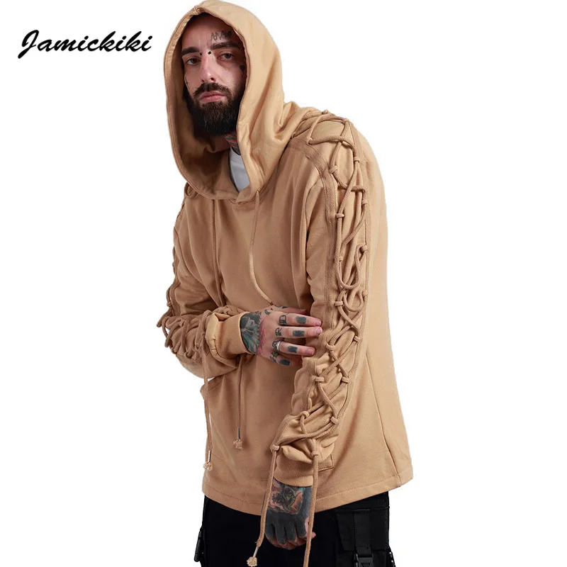 Jamickiki осень зима 2017 хип хоп длинные толстовки Для мужчин Уличная мода тканые