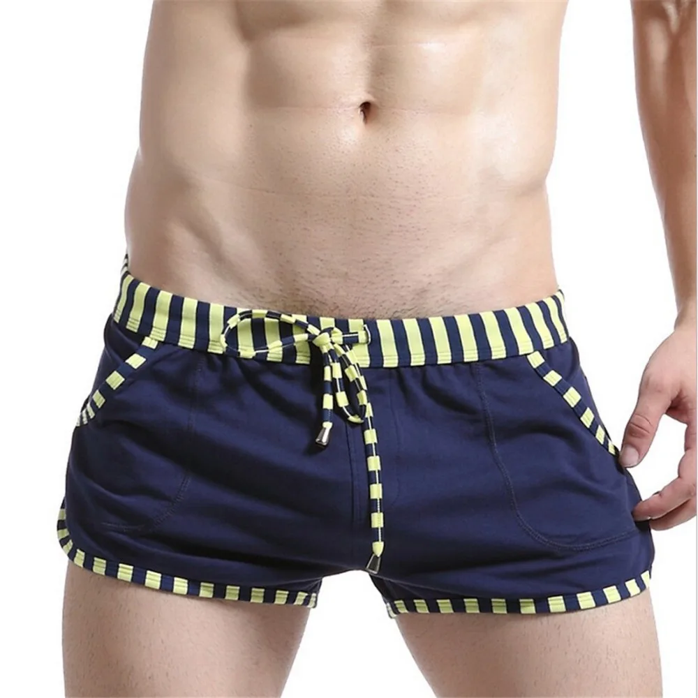 Мужские Свободные повседневные брюки эластичный веревочный пояс в полоску