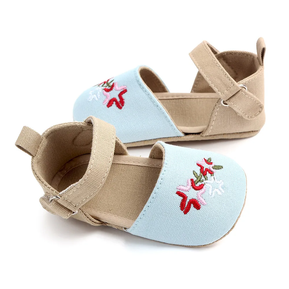 Новые прибывшие детские цветочные туфли для маленьких девочек первых шагов кеды холст малыши Мэри-Джейн для новорожденных противоскользящие принцессы.