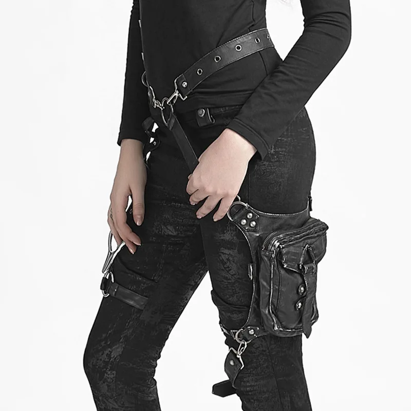 Corzzet Black PU Leather Gothic Steampunk  Retro Rock Bag Accessories Corset