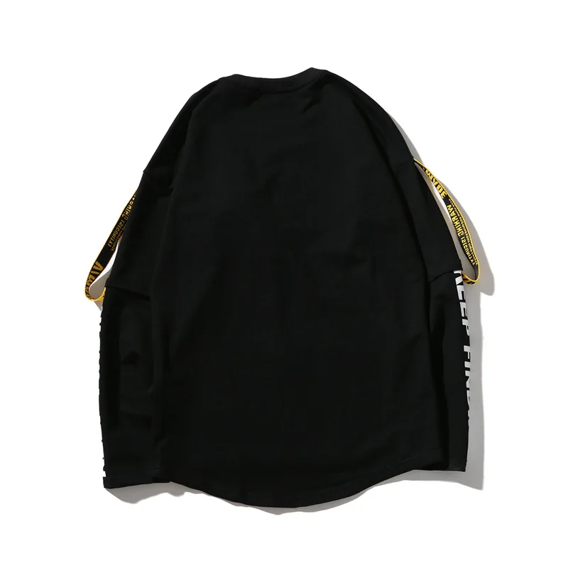 Hoodies Men 3d Shirt Printing Letter Ribbon Harajuku Cotton Long Sleeve Punk Sweatshirts Fashion Casual Hoddies US Size | Мужская одежда
