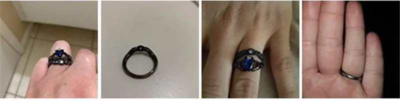 Пара колец свадебный набор его ее черный Claddagh кольцо Стразы в форме сердца укладки кольцо из нержавеющей стали обручальное кольцо