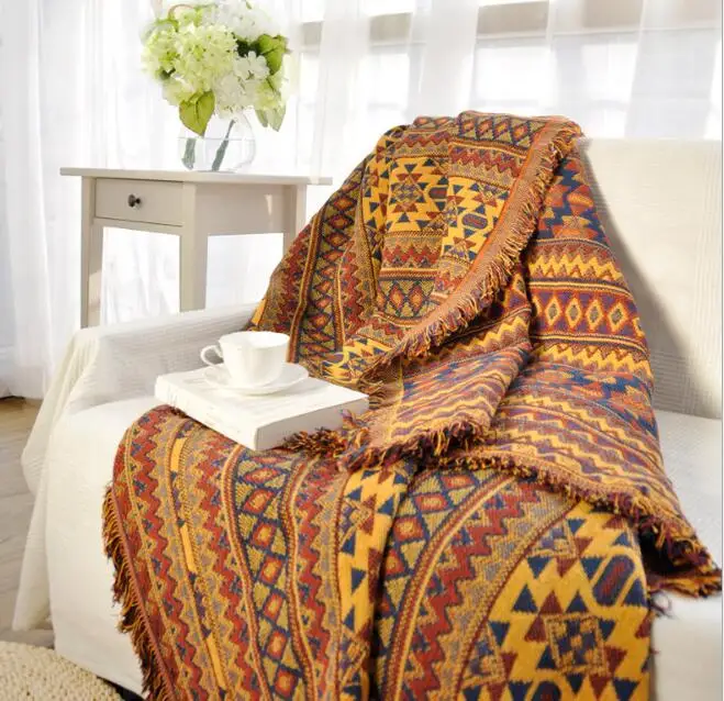 Национальный Вязаные пледы Одеяло утолщение одеяло с геометрическим узором дома