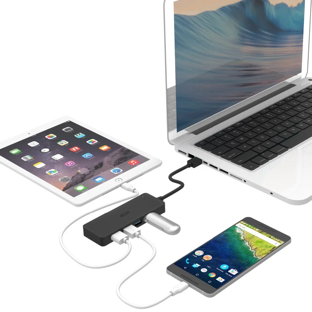 ICZI 7 в 1 Высокоскоростной портовый USB 3 0 концентратор с блоком питания постоянного
