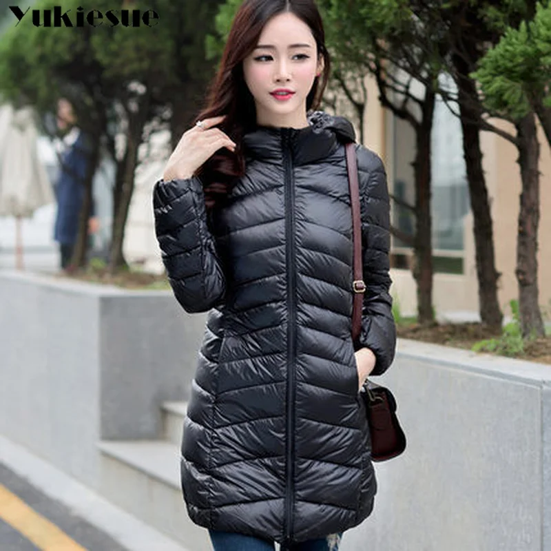 Новинка 2018 осенне-зимняя женская куртка на утином пуху S ~ 3XL облегающие парки