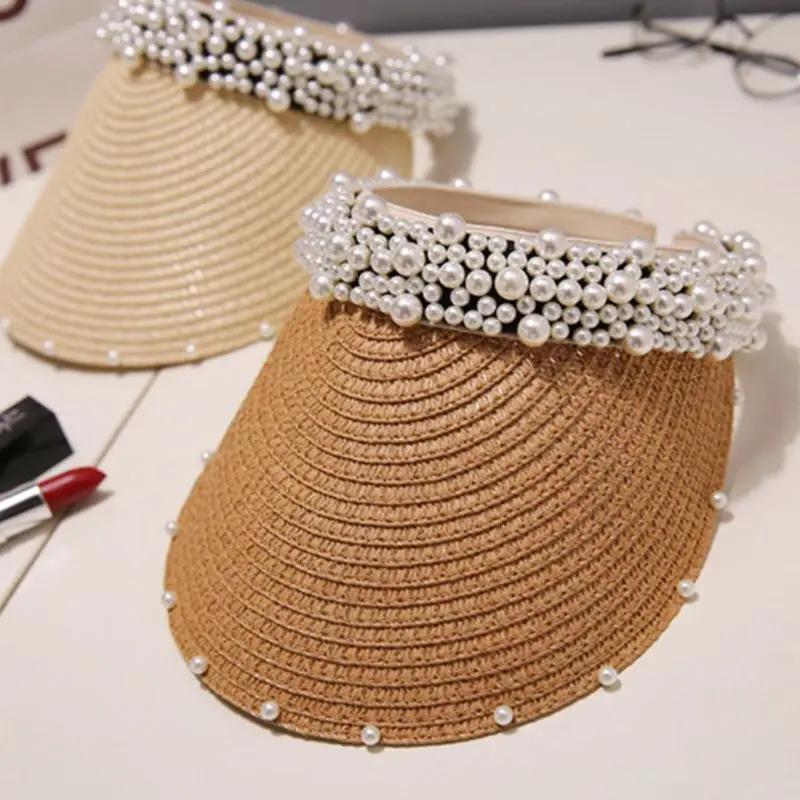 Женская летняя многослойная пляжная кепка с искусственным жемчугом пустой Топ