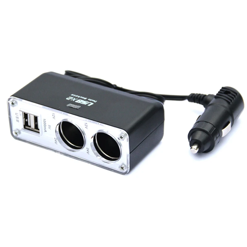 Высокое качество 2 Way автомобильного прикуривателя Мощность разъем USB Порты и