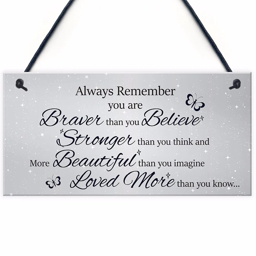 Meijiafei Stronger Inspirational Motivational Hanging Plaque Friendship Gifts Quote Sign Butterfly 10&quot x 5&quot | Дом и сад