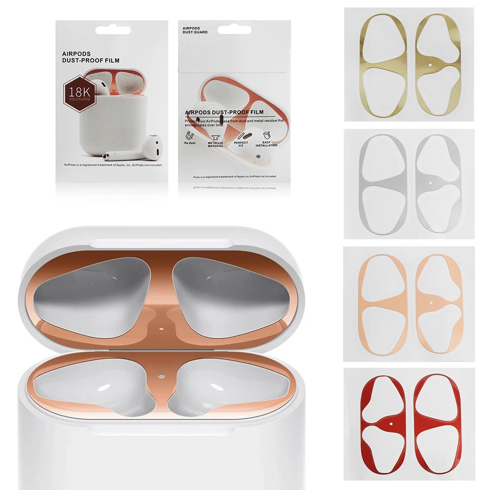 Металлическая пыль Защитная пленка для оригинального Apple AirPods чехол аксессуар