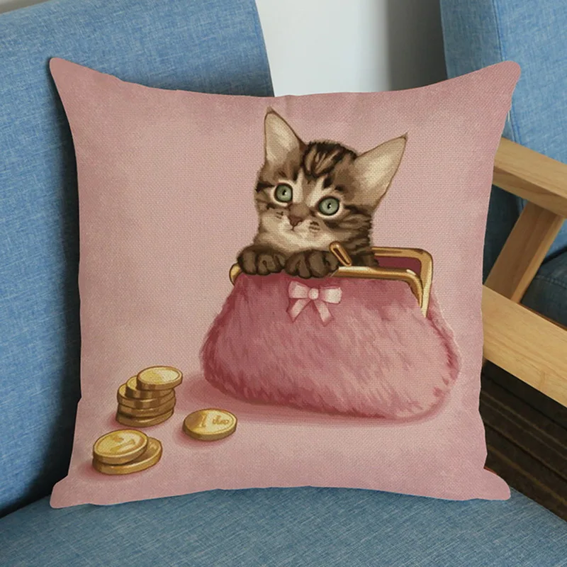 Hoomall французский Мопс чехол для подушки с принтом из хлопка и льна Декоративные