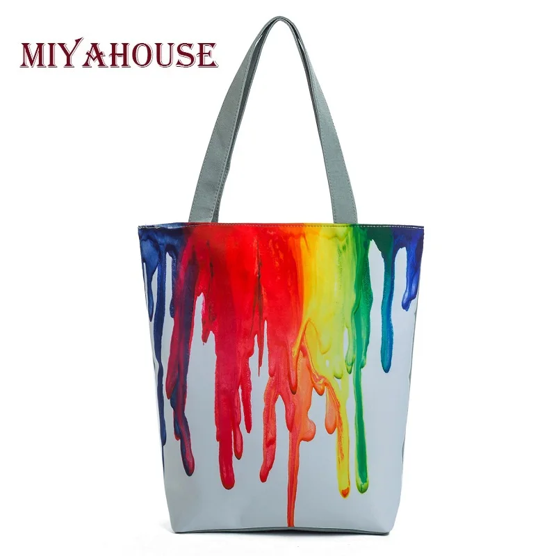 Miyahouse винтажный цветочный дизайн пляжные сумки для женщин Холст Сумка тоут