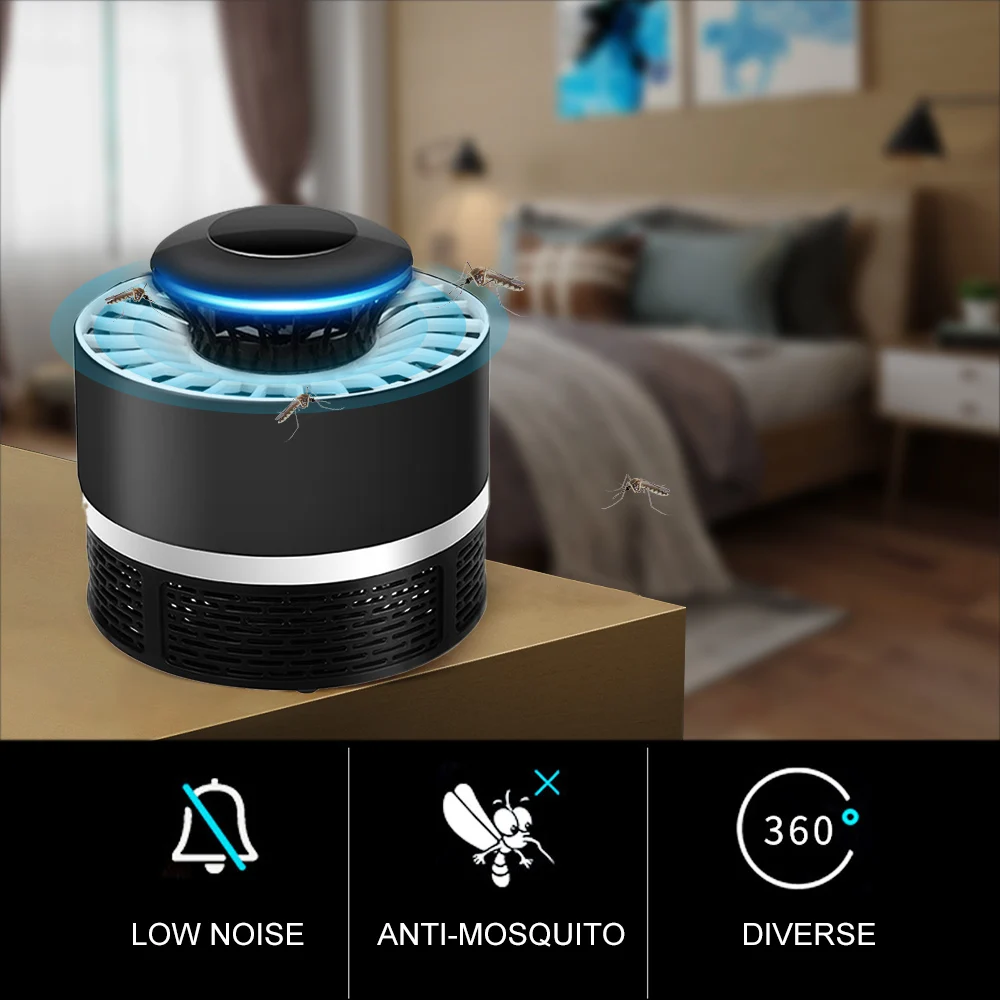 USB заряжаемая ошибка электриеская комаробойка с 360 градусов сильный вентилятор