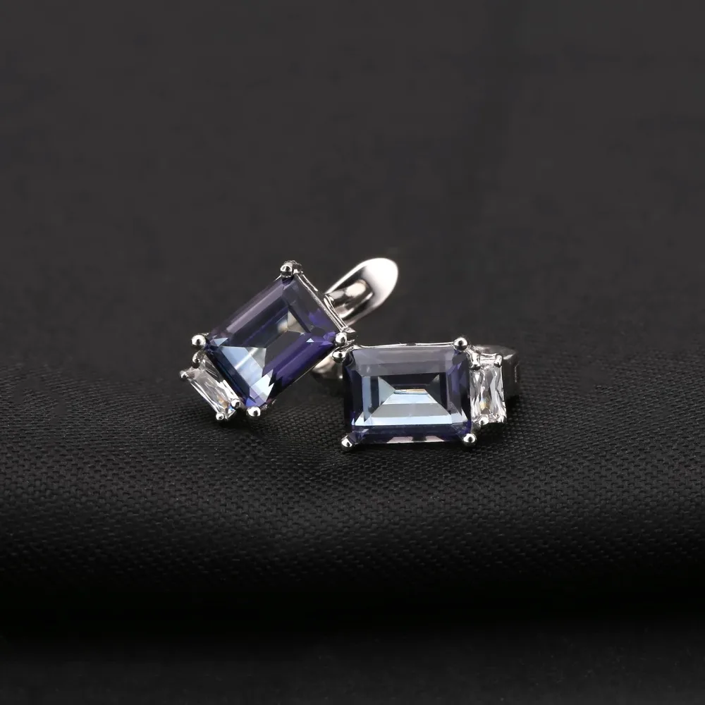 GEM'S BALLET Natural Iolite Blue Mystic Quartz Gemstone Earrings Ring Set Pure 925 Sterling Silver Fine Jewelry Sets For Women |