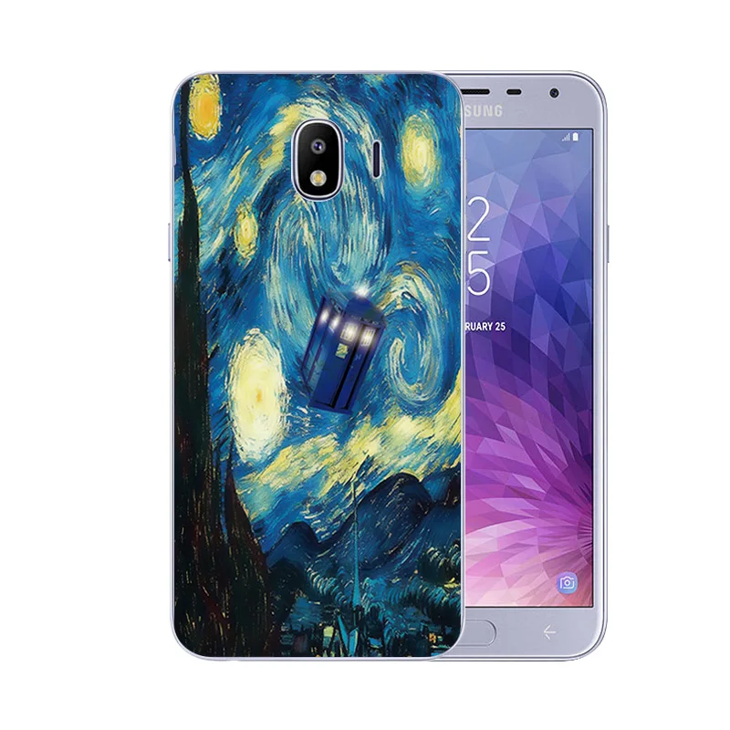 ТПУ для Galaxy J4 2018 J400 SM-J400F чехлы телефонов с узором Marb матовый черный защитный чехол
