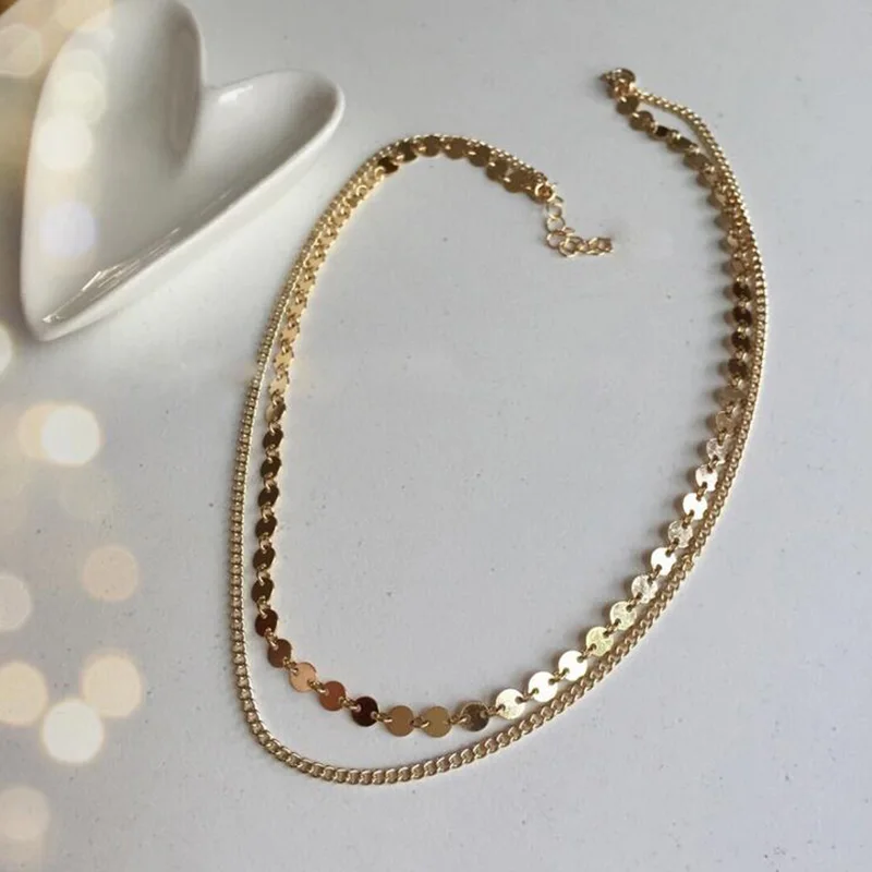 Чокер ручной работы с монетой в богемном стиле Двухслойное Простое